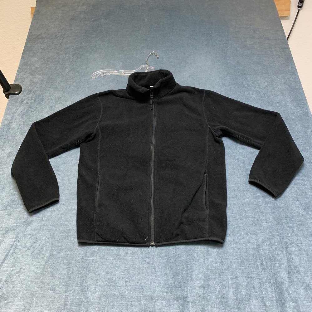 Uniqlo Fleece Jacket Men Medium Black Full Zip Mock Neck Long Sleeve Winter Warm